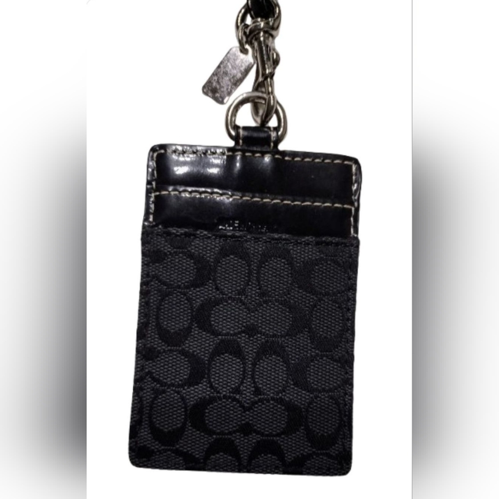 Coach Signature ID lanyard card holder - black